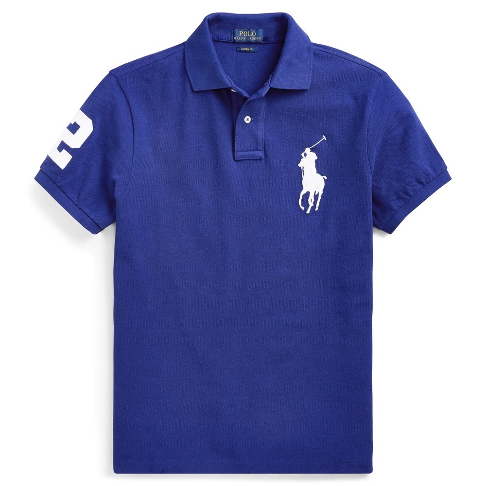 Custom Slim Fit Mesh Men’s Polo ROYAL/WHITE